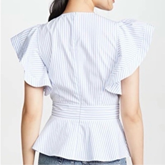 NWT Veronica Beard Stripe Peplum Top - Picture 2 of 9